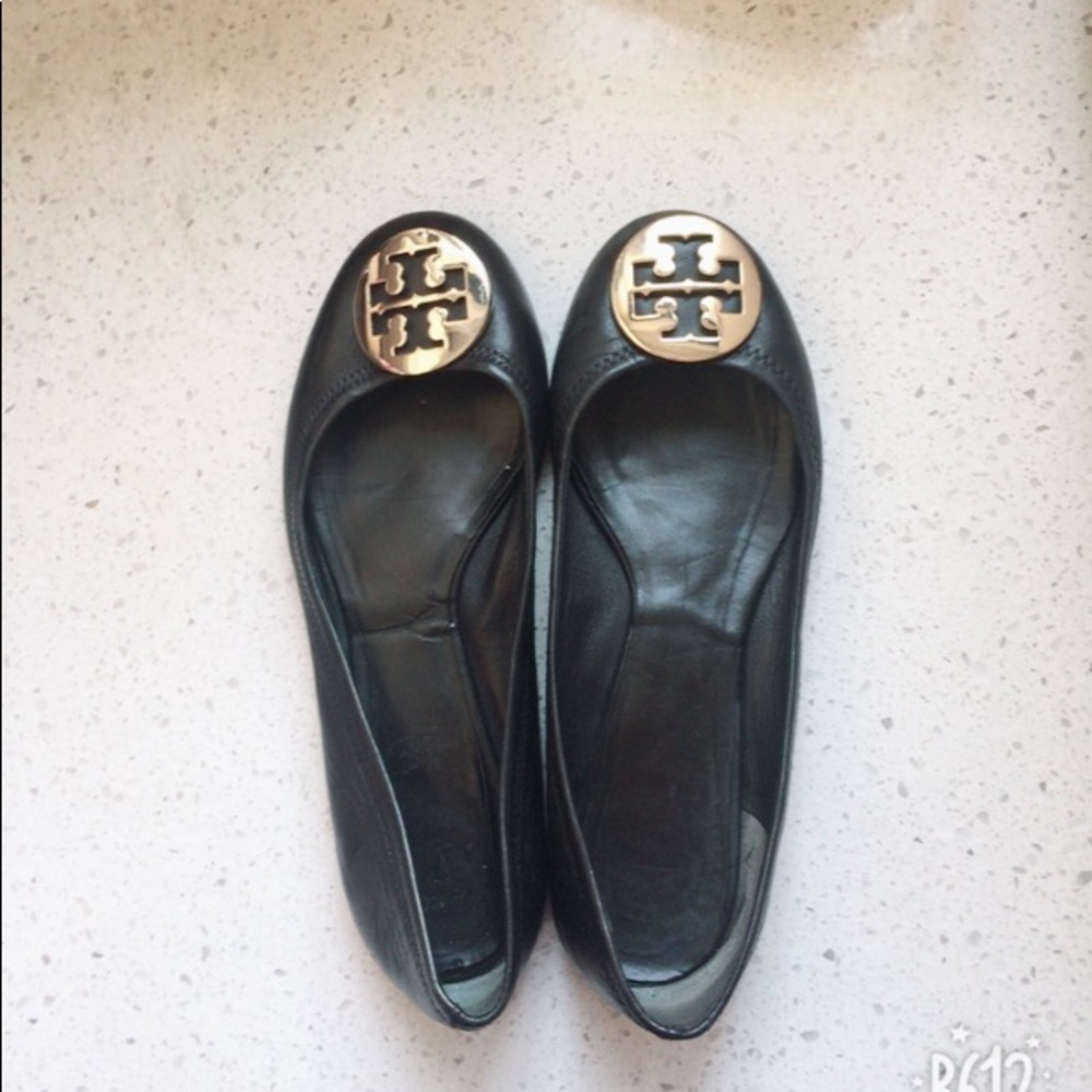 Tory Burch women black Minnie travel flats 38/37.5